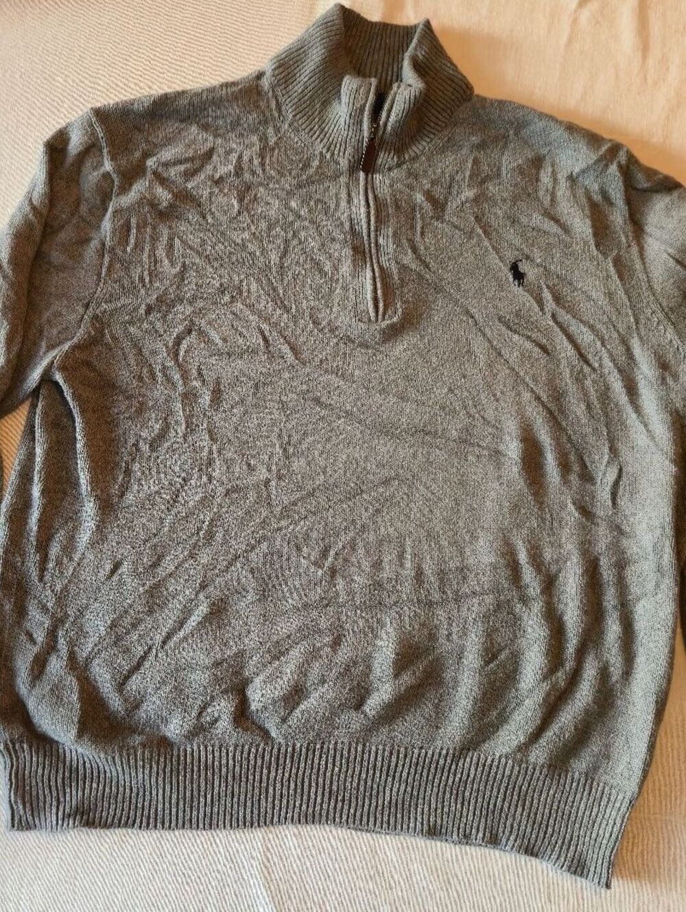 Polo Ralph Lauren Men's Gray Cotton Quarter-Zip Sweater XL